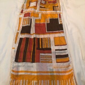 VINTAGE JALEH and JOSEPH silk scarf from late 1960s-early 70s, 11 x 68 inches